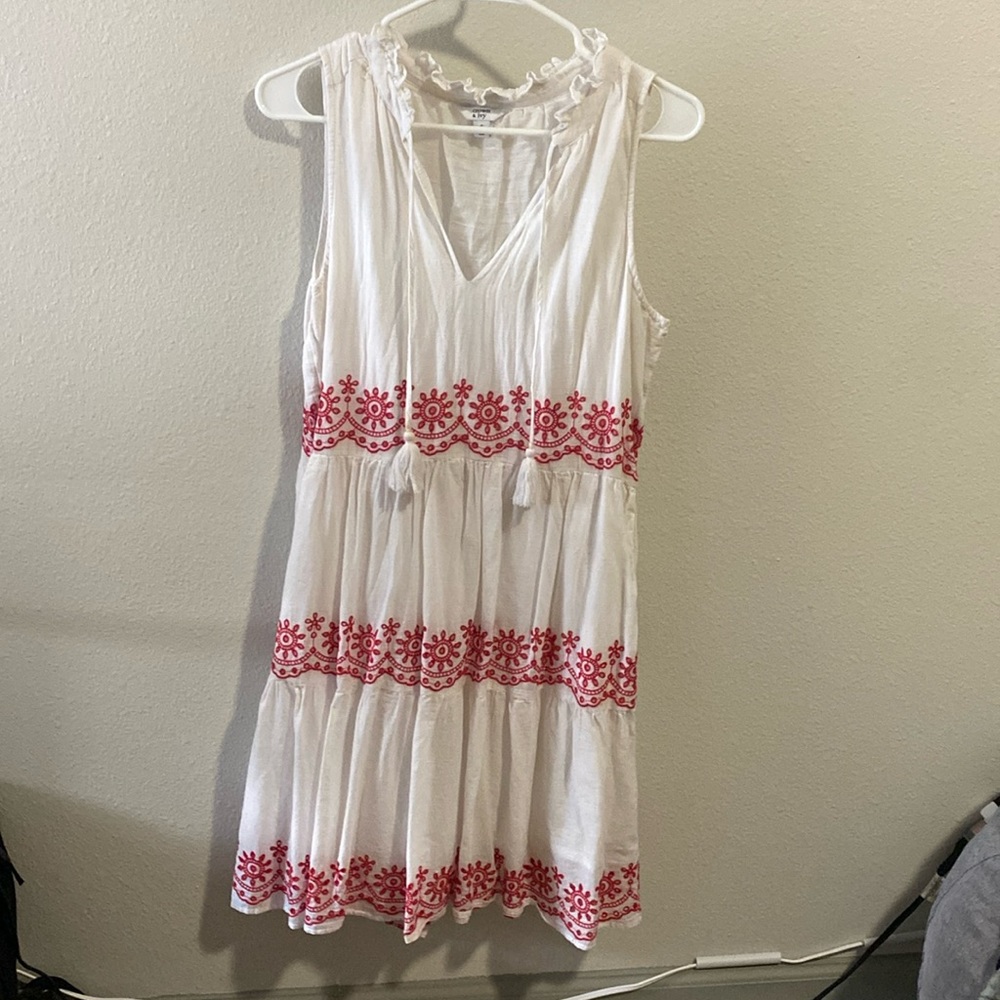White and red tiered tank dress